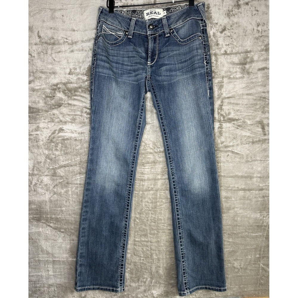 Ariat REAL Women's Mid Rise Straight Jeans 27R Denim Rainstorm